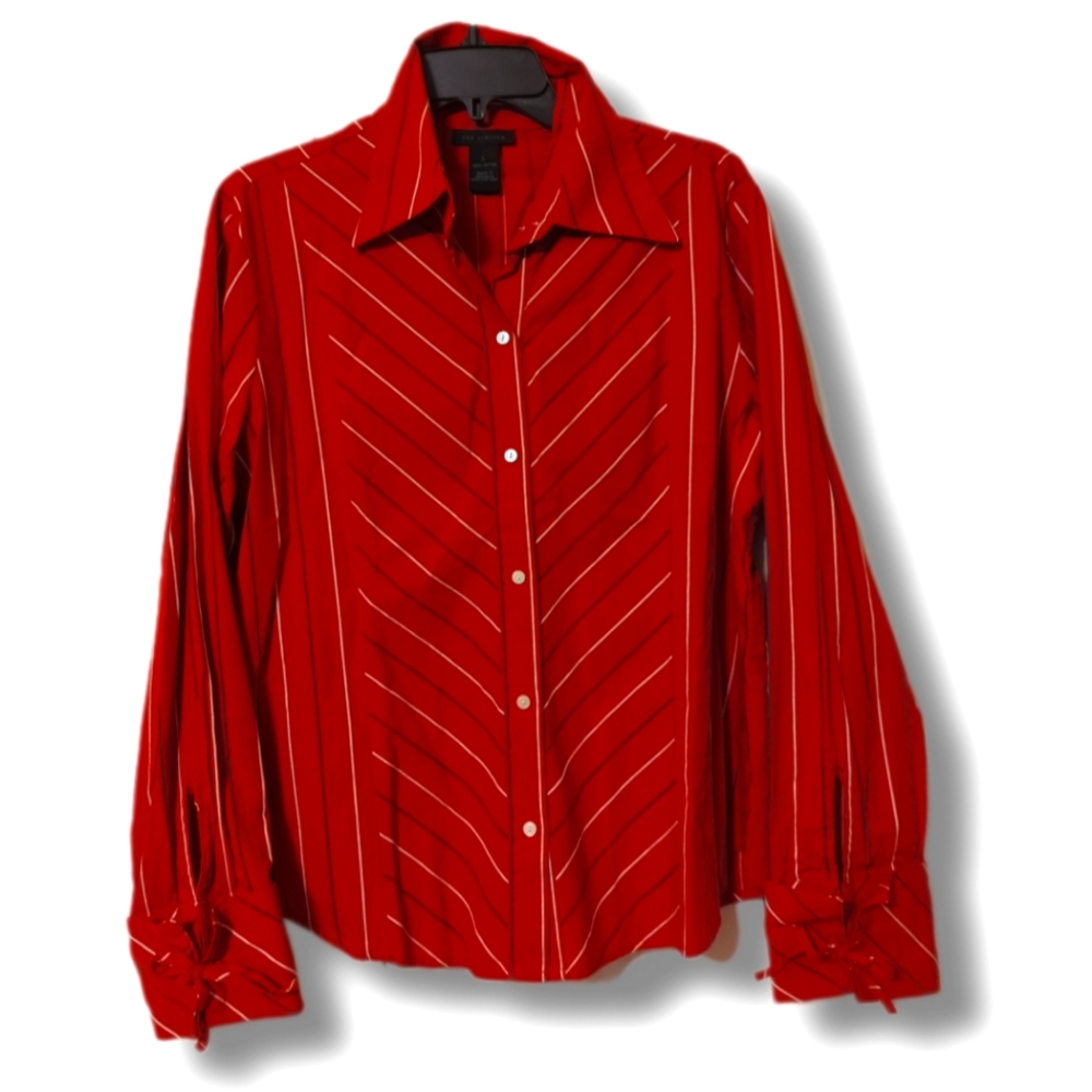 Women's Limited Dress Shirt Size L with Flirty Ties at Cuffs